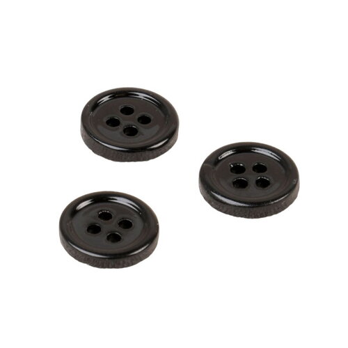Lot de 3 boutons ronds coquillage 4 trous 11mm noir