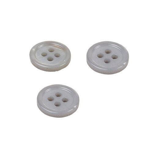 Lot de 3 boutons ronds coquillage 4 trous 11mm gris cendre