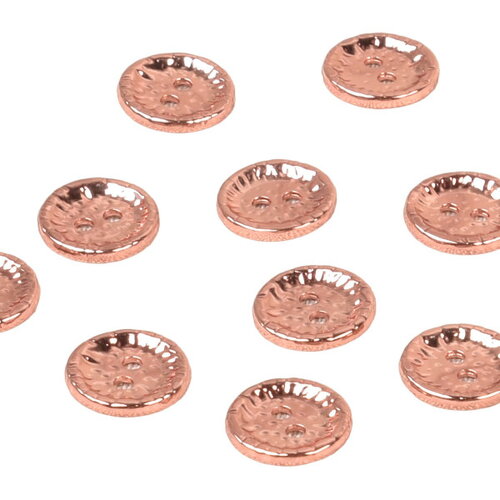 Lot de 3 boutons ronds alliage 4 trous 11mm rose gold