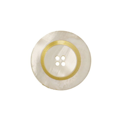 Lot de 3 boutons ronds 4 trous 15mm ecru/or