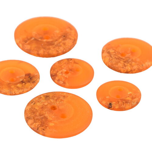 Lot de 3 boutons ronds 2 trous copeaux 19mm orange