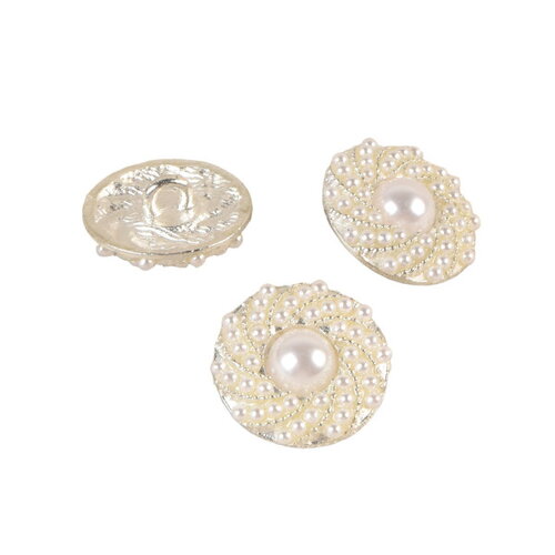 Lot de 3 boutons perles blanc 15mm