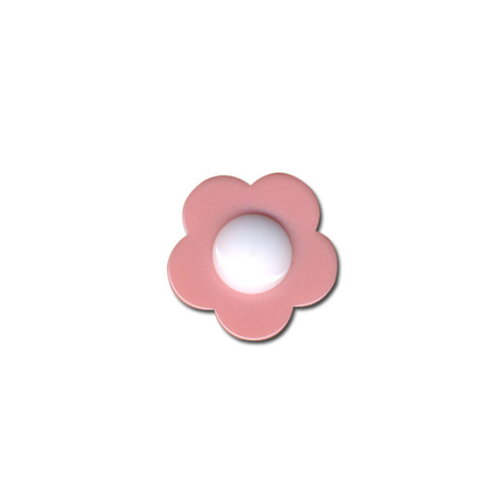 Lot de 3 boutons fleur coeur blanc 18mm fuchsia