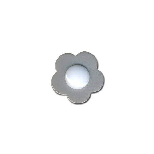 Lot de 3 boutons fleur coeur blanc 14mm gris