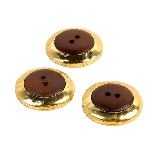Lot de 3 boutons bois 2 trous marron naturel 31mm fabriqué en france