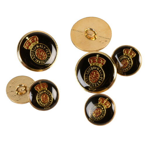 Lot de 3 boutons blason devise noir 15mm