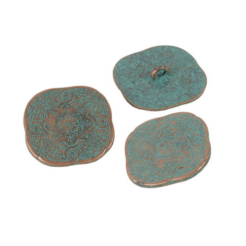 Lot de 3 boutons arabesque bleu canaries 30mm