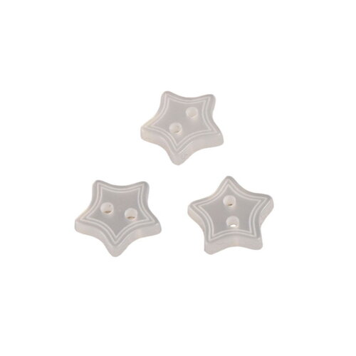 Lot de 3 boutons 2 trous étoile blanc 13mm