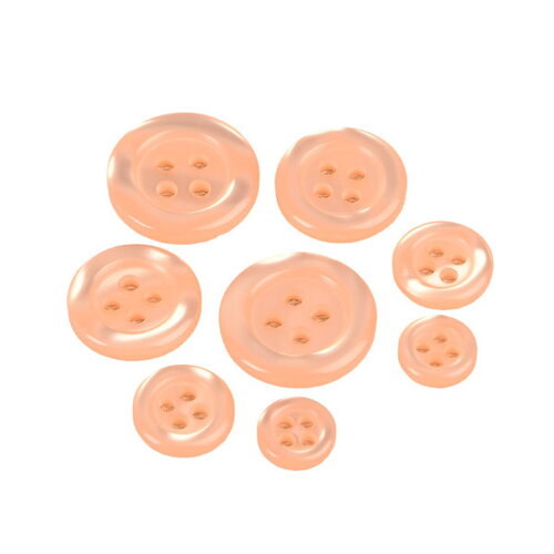 Lot de 3 boutons ronds 4 trous orange saumon