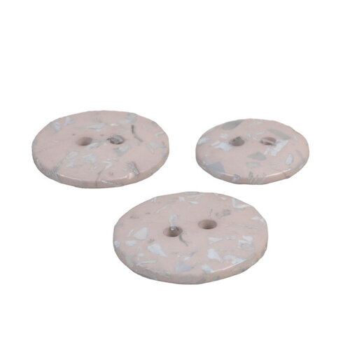 Lot de 3 boutons rond bouteilles recyclées 2 trous gris cendre