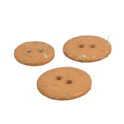 Lot de 3 boutons rond bouteilles recyclées 2 trous beige antilope