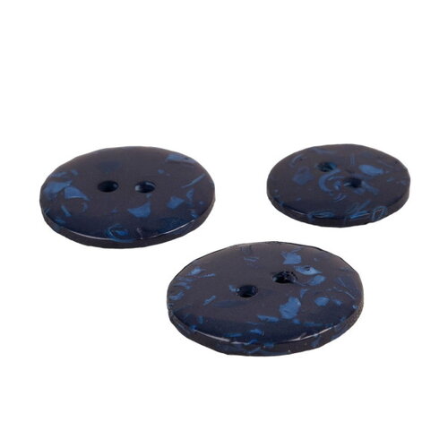 Lot de 3 boutons rond bouteilles recyclées 2 trous bleu marine