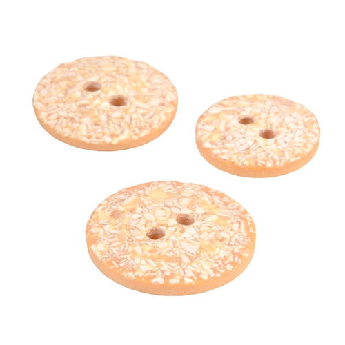 Lot de 3 boutons rond coquilles d'œufs 2 trous orange