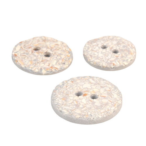 Lot de 3 boutons rond coquilles d'œufs 2 trous gris clair