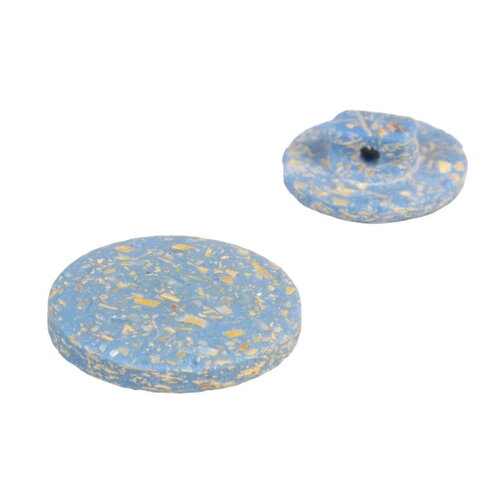 Lot de 3 boutons rond à queue écorces de riz bleu ciel