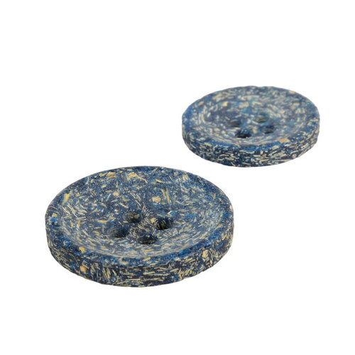 Lot de 3 boutons rond écorces de riz 4 trous bleu français