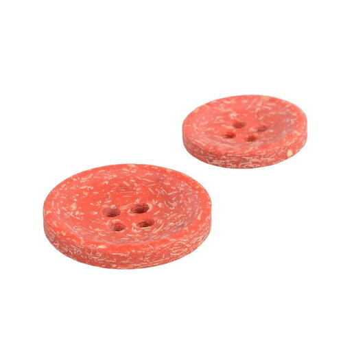 Lot de 3 boutons rond écorces de riz 4 trous rouge