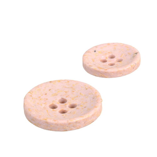 Lot de 3 boutons rond écorces de riz 4 trous rose layette