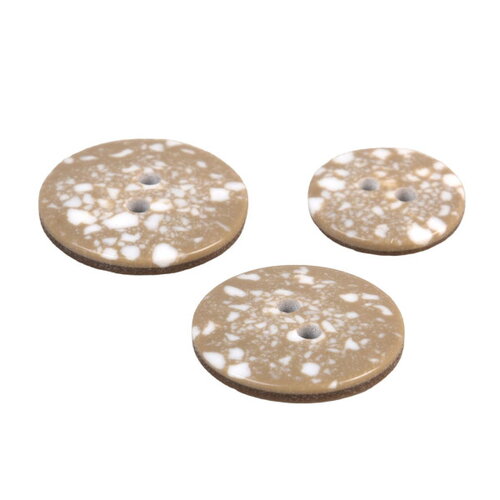 Lot de 3 boutons rond plastique recyclé 2 trous beige pierre