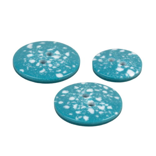Lot de 3 boutons rond plastique recyclé 2 trous bleu canaries