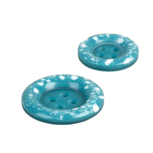 Lot de 3 boutons rond plastique recyclé 4 trous bleu canaries