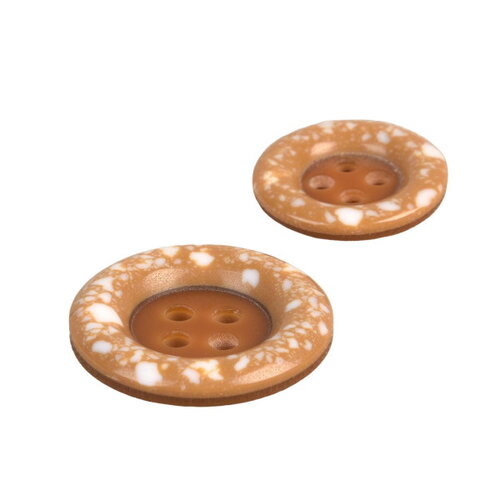 Lot de 3 boutons rond plastique recyclé 4 trous beige antilope