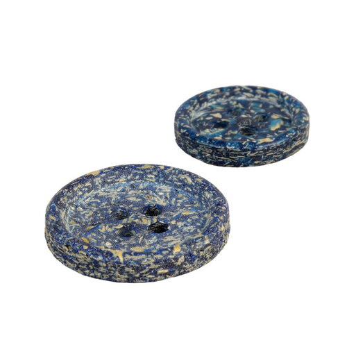 Lot de 3 boutons écorces de riz bleu français