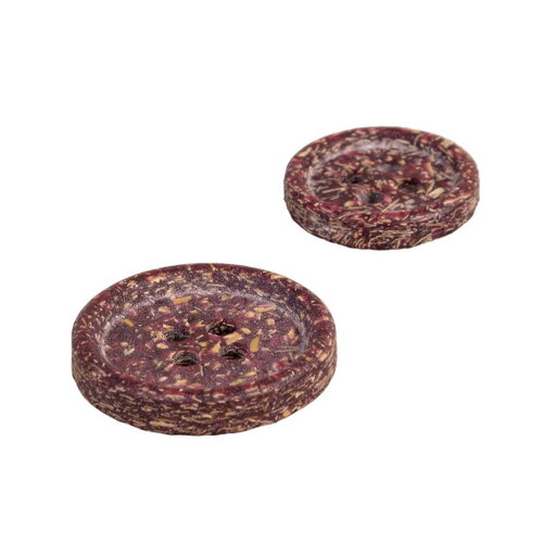 Lot de 3 boutons écorces de riz rouge beaujolais