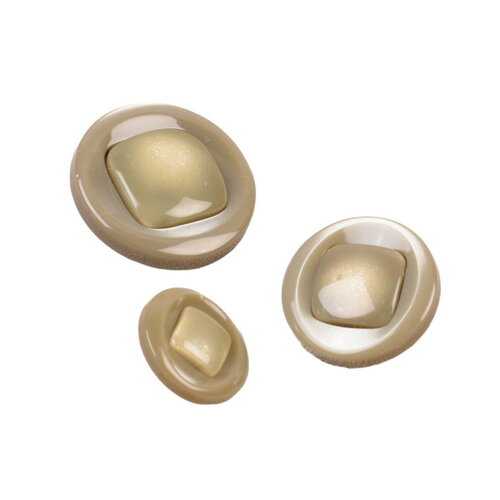 Lot de 3 boutons rond à queue beige pierre