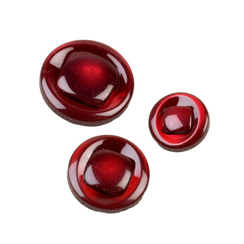 Lot de 3 boutons rond à queue rouge beaujolais