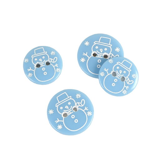 Lot de 3 boutons 2 trous bonhomme bleu ciel