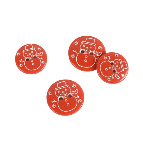 Lot de 3 boutons 2 trous bonhomme rouge