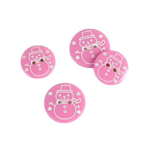 Lot de 3 boutons 2 trous bonhomme rose