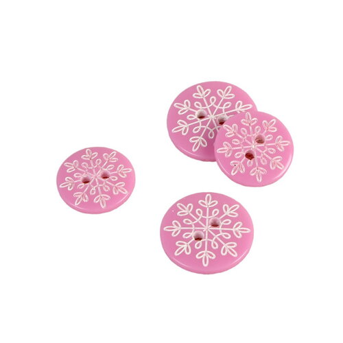 Lot de 3 boutons 2 trous flocon rose
