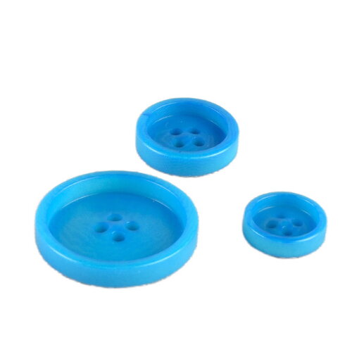 Lot de 3 boutons corozo 4 trous turquoise