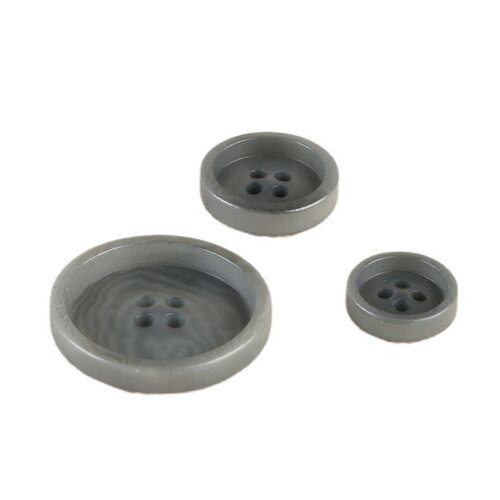 Lot de 3 boutons corozo 4 trous gris anthracite