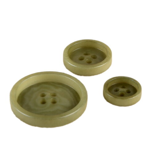 Lot de 3 boutons corozo 4 trous kaki