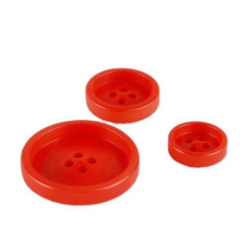 Lot de 3 boutons corozo 4 trous rouge