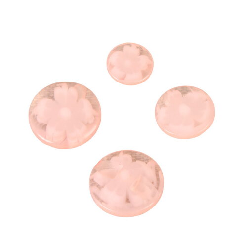 Lot de 3 boutons ronds tunnel fleur rose layette