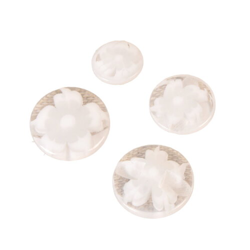 Lot de 3 boutons ronds tunnel fleur blanc