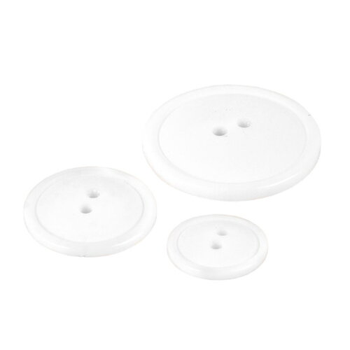 Lot de 3 boutons ronds 2 trous classique blanc