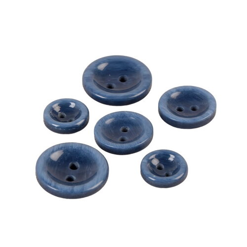 Lot de 3 boutons ronds 2 trous bleu marine