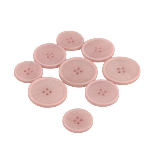 Lot de 3 boutons bio résine 4 trous rose laurier