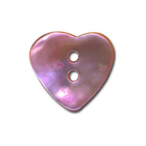 Lot de 3 boutons nacre en forme de coeur couleur mauve