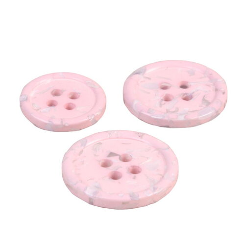 Bouton rond 4 trous bouteilles recyclées rose layette