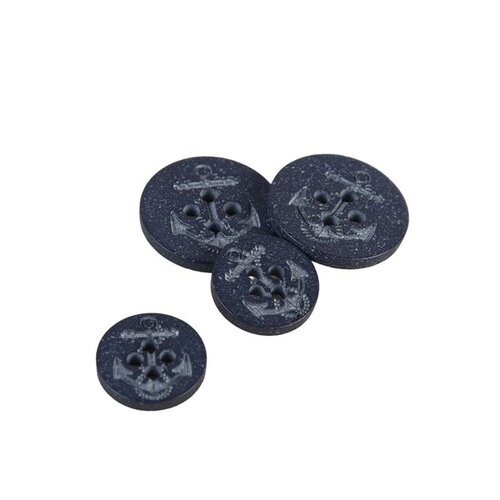 Lot de 6 boutons ancre bleu marine