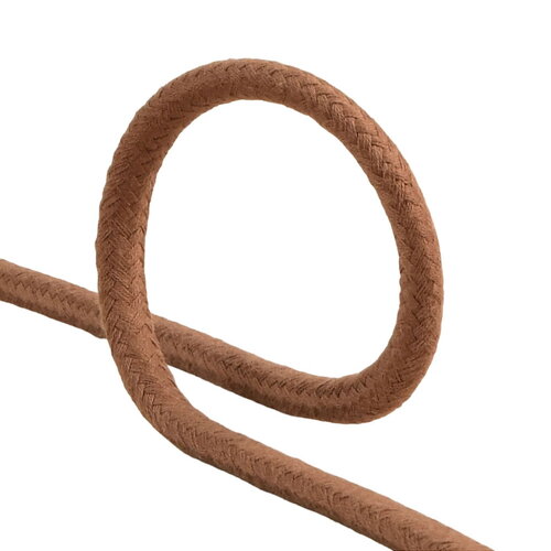 Cordon tressé marron clair 8mm au mètre