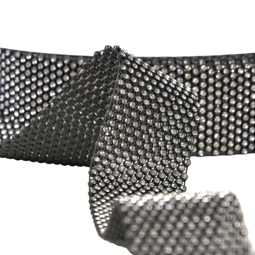 Bobine 8,8m galon pierres sur grille metal 38mm noir