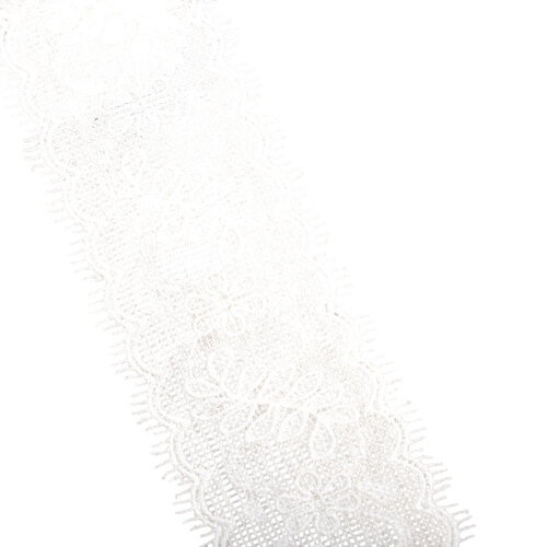 Dentelle entre deux fleurs 55mm blanc au mètre