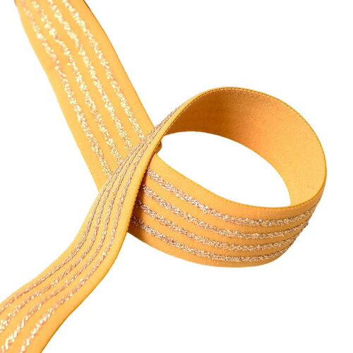 Elastique 4 bandes métalliques 32mm moutarde/or au mètre